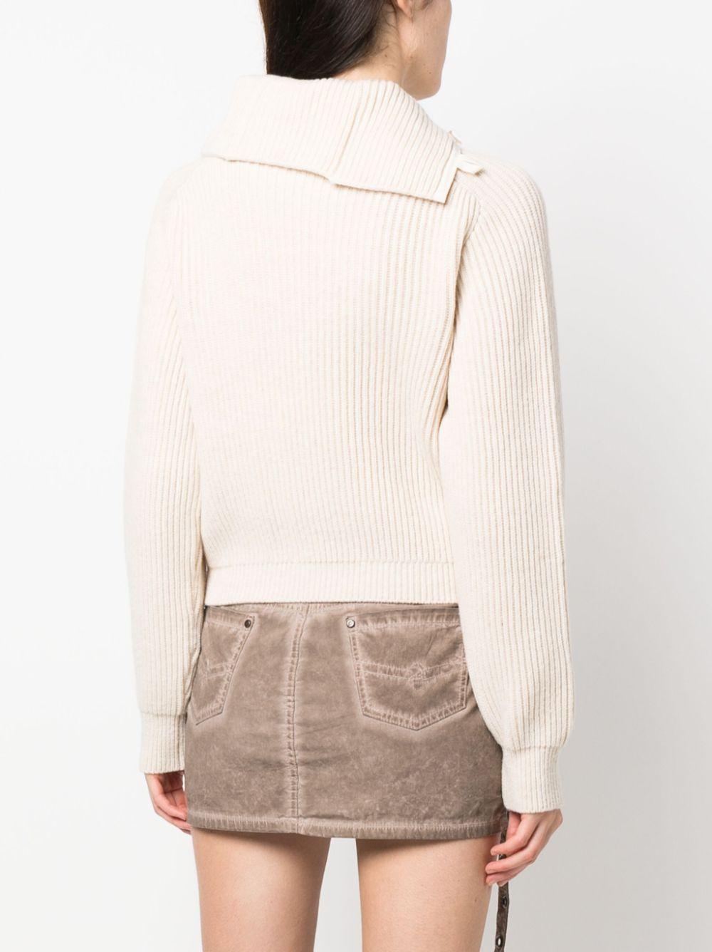 JACQUEMUS Light Beige Wool Mock Neck Sweater Women’s Round Neck Knit