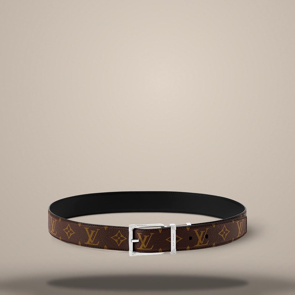 Louis Vuitton Monogram Black Corner Pin 35mm Reversible Belt M4455