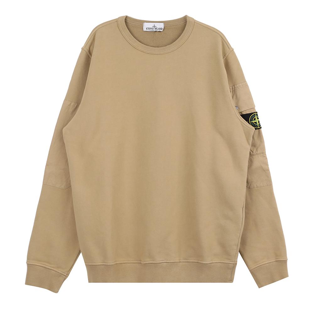 STONE ISLAND Brushed Cotton Fleece Crewneck Sweatshirt Men’s Navy