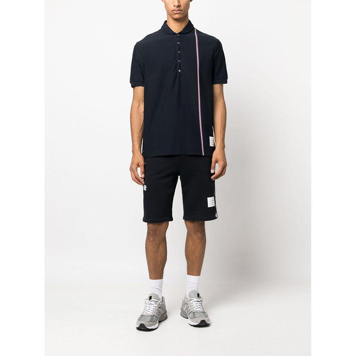 THOM BROWNE Embroidered Cotton Shorts Navy MJQ201E 03377 415