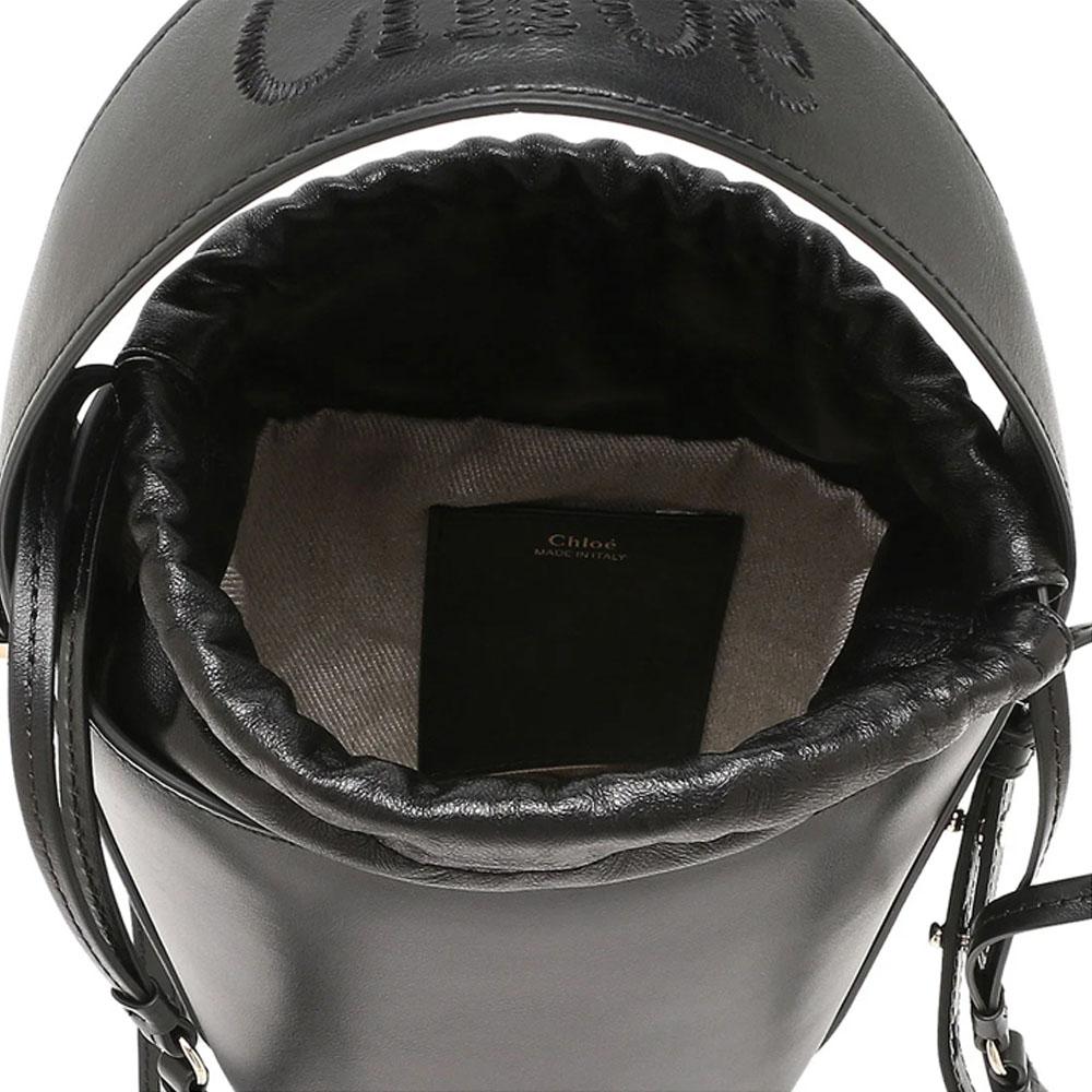 Chloe Black Leather Bucket Shoulder Bag CHC23US420I60 001