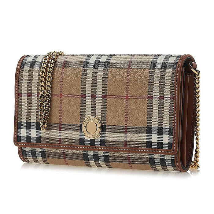 BURBERRY Women’s Check Chain Strap Wallet Bag