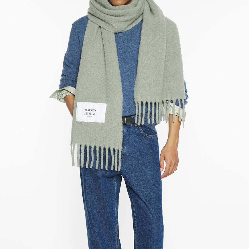 Maison Kitsune Unisex Alpaca Scarf Muffler, Beige LM06206 WA0022 P131