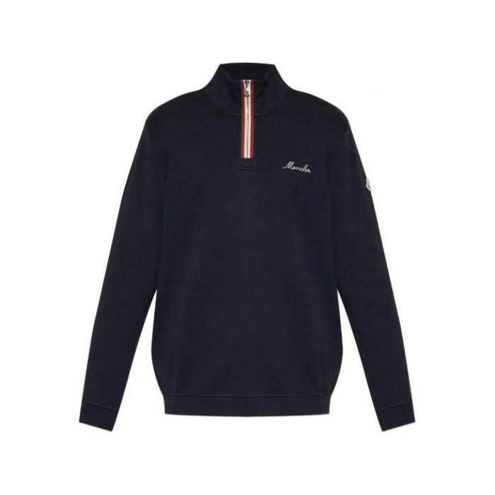 Moncler Men's Embroidered Logo Polo Neck Sweatshirt