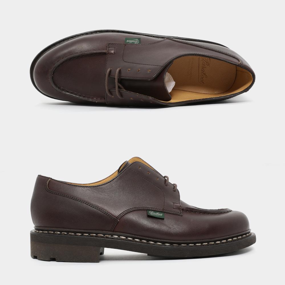 PARABOOT Chambord Tex Lisse Cafe Leather Derby Shoes for Men 710707