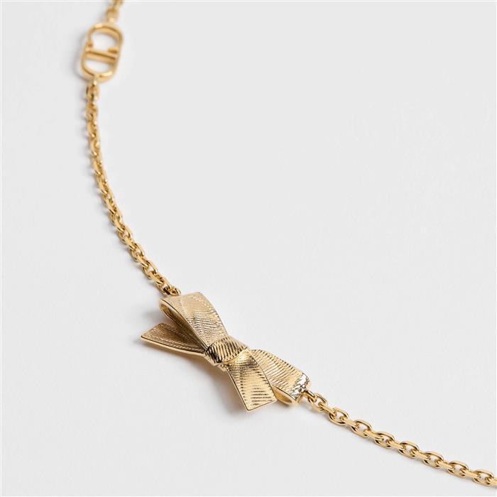 DIOR CD Bow Necklace Gold-Tone Pendant Jewelry