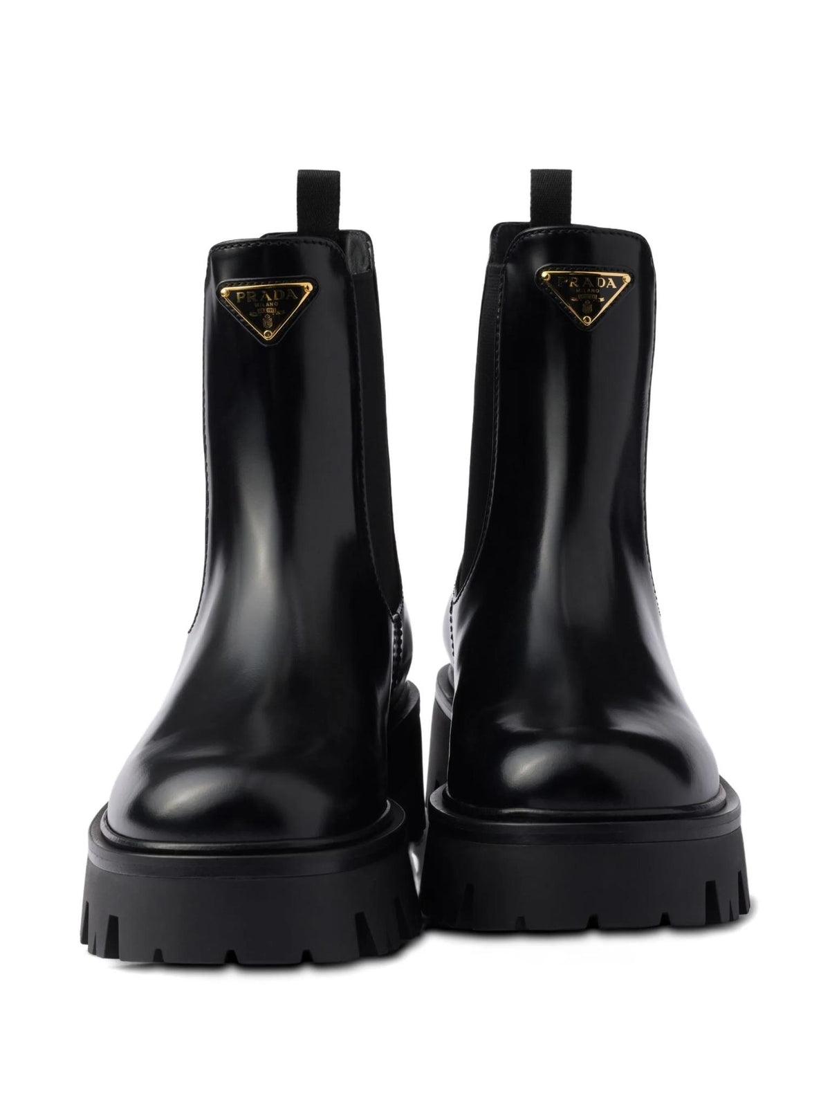 PRADA Black Leather Ankle Boots