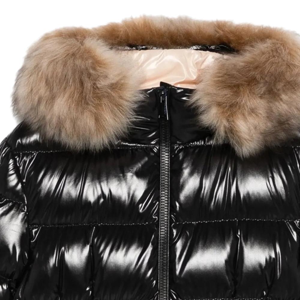 Moncler Women’s Aruna Shearling Hood Down Jacket Black 1C00016 597Z8 99M
