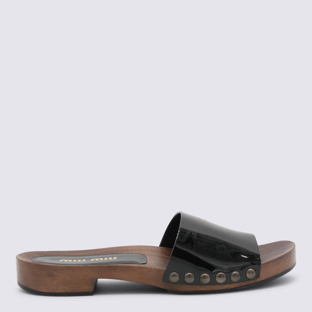 Miu Miu Black Leather Sandals