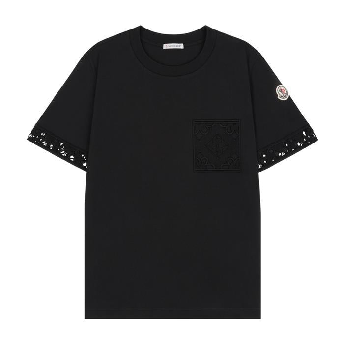 Moncler Embroidered Logo Pocket Short Sleeve T-Shirt Black