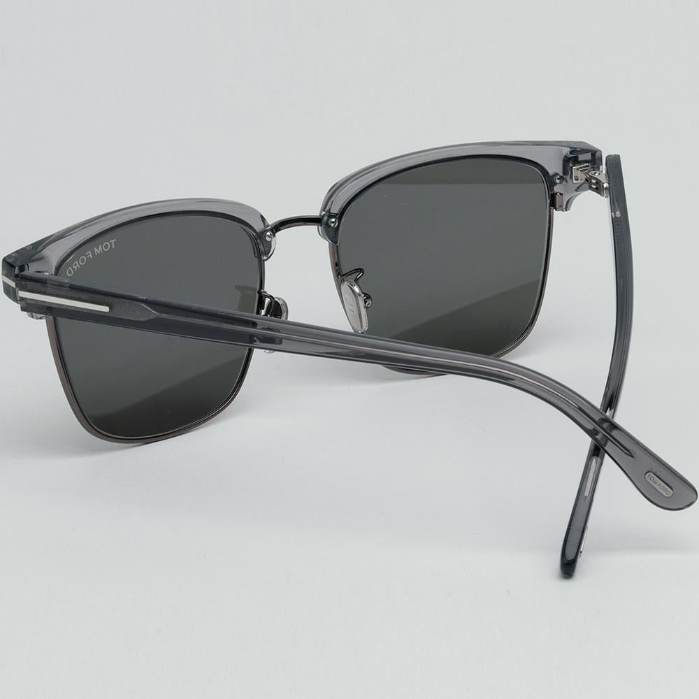 TOM FORD Transparent Gray Half-Rim Square Asian Fit Sunglasses TF1139K 20A