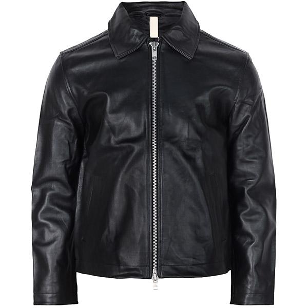SUNFLOWER Black Lambskin Classic Fit Short Jacket