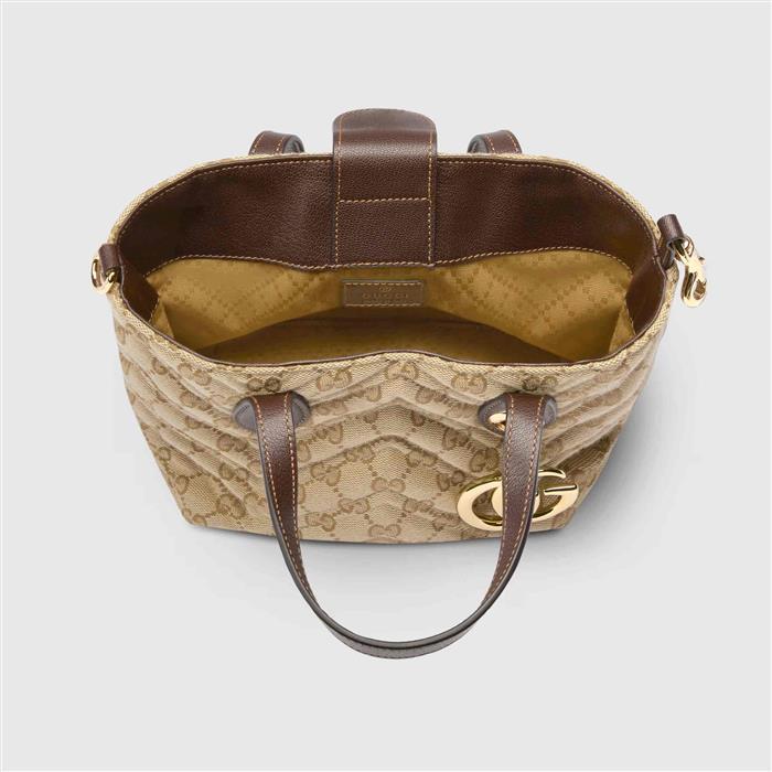 GUCCI GG Marmont Small Tote Bag Beige Leather Tote