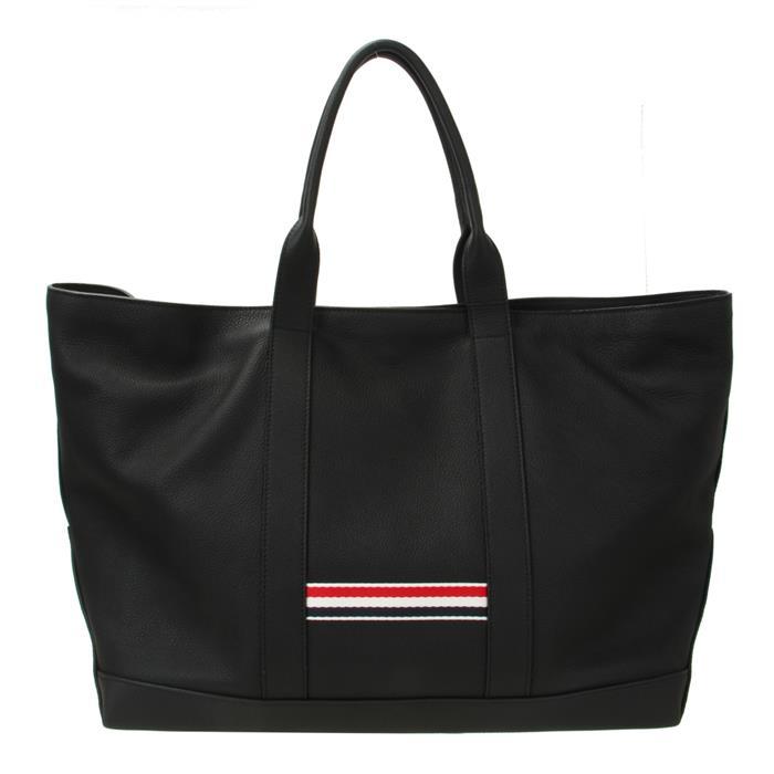 THOM BROWNE RWB Medium Tool Tote Bag Black Leather Tote