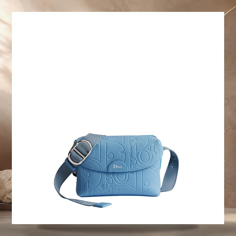 DIOR Light Blue Gravity Grain Leather J’Adior Zip Strap Mini Sh 2DBCA653MLL H522