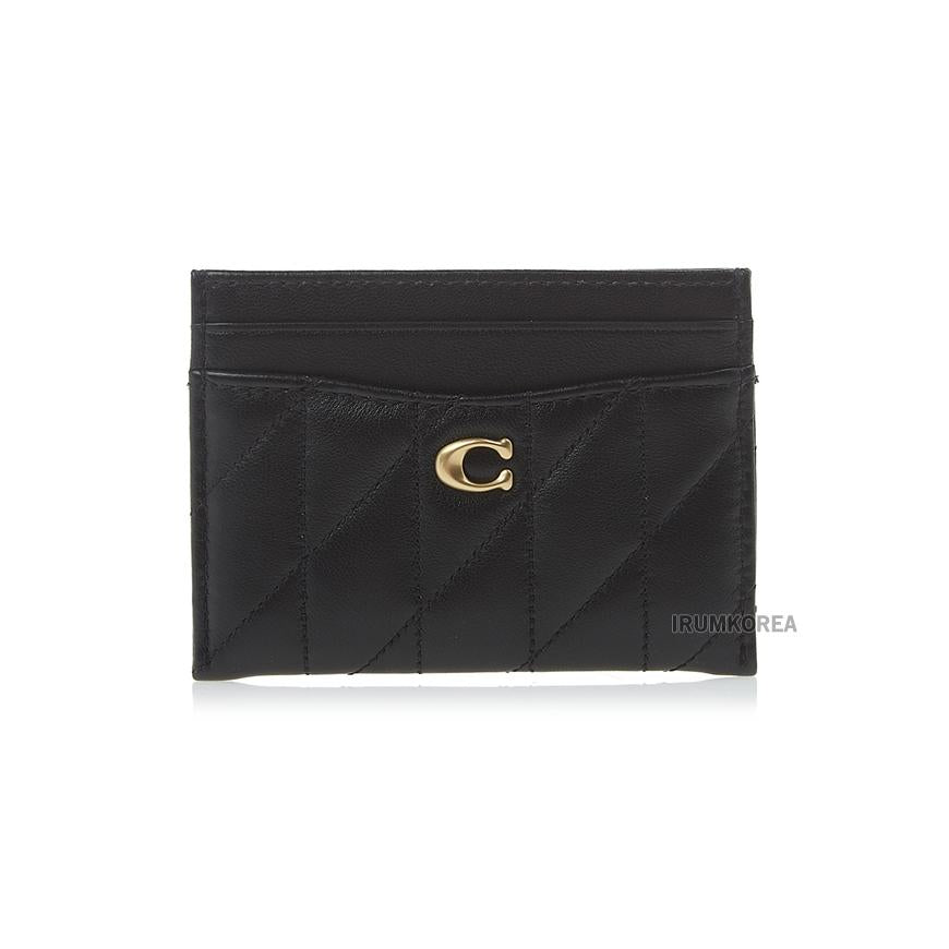 Coach Pillow Quilted Leather Card Holder Wallet Black Women