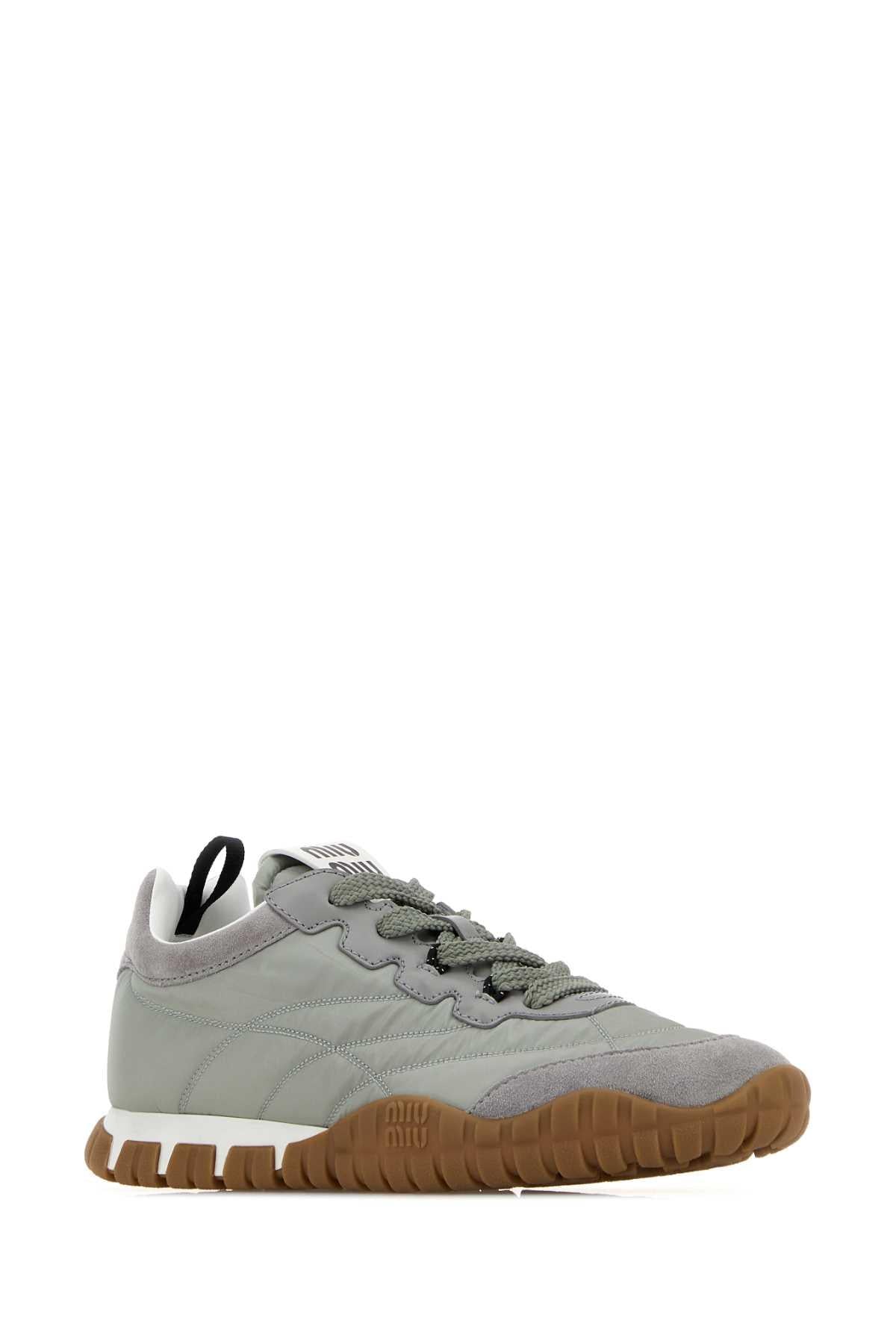 Miu Miu Leather Low-Top Sneakers White
