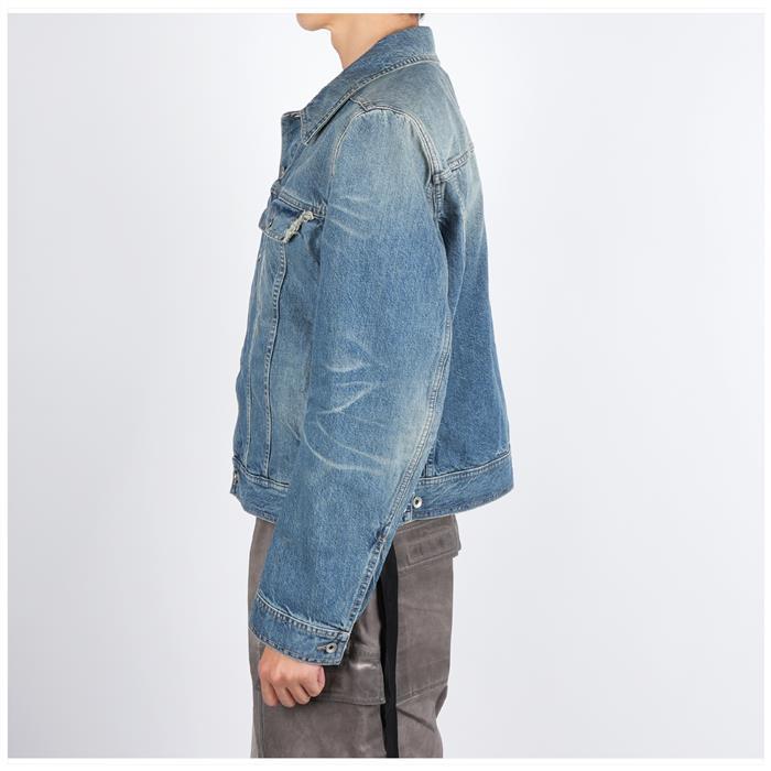Rick Owens Darkshadow Tricolor Washed Indigo Denim Jacket DU01E3751 DWB 06
