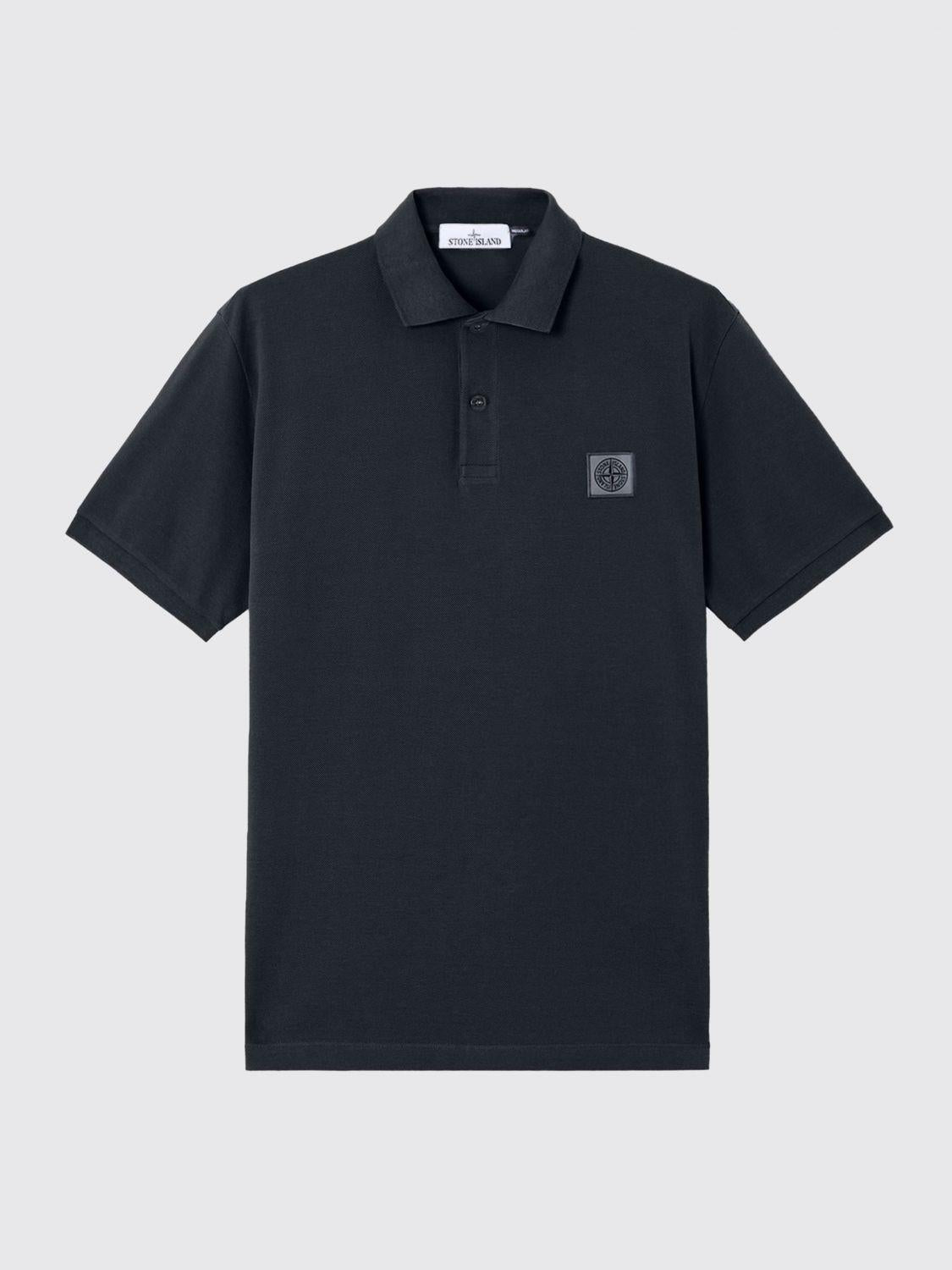 STONE ISLAND Cotton Short Sleeve Polo Shirt Black Men