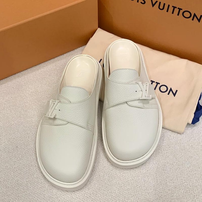 Louis Vuitton Beige Ivory Easy Mule Sandals Men Low-Top Sneakers