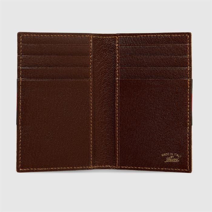 GUCCI Web Detail GG Canvas Card Case Wallet, Beige/Ebony