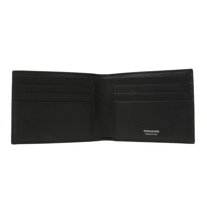 Ferragamo Monogram Bifold Wallet Men’s Leather Black