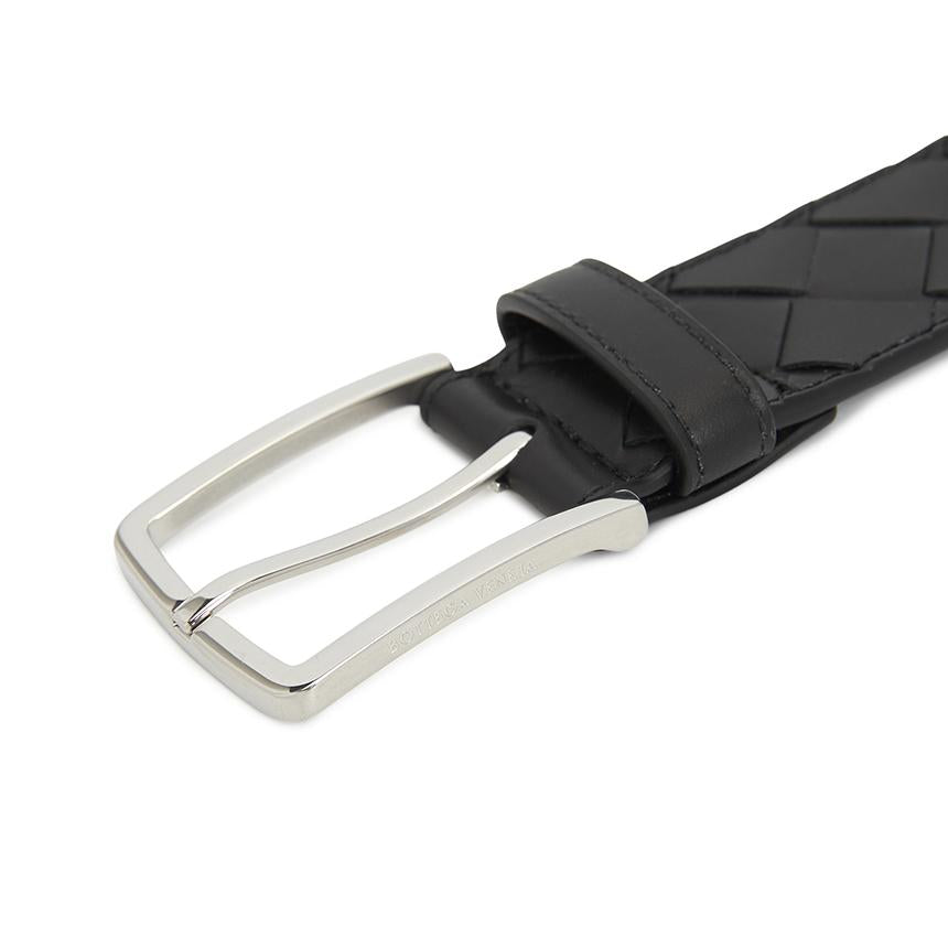 Bottega Veneta Intrecciato Black Leather Men's Belt