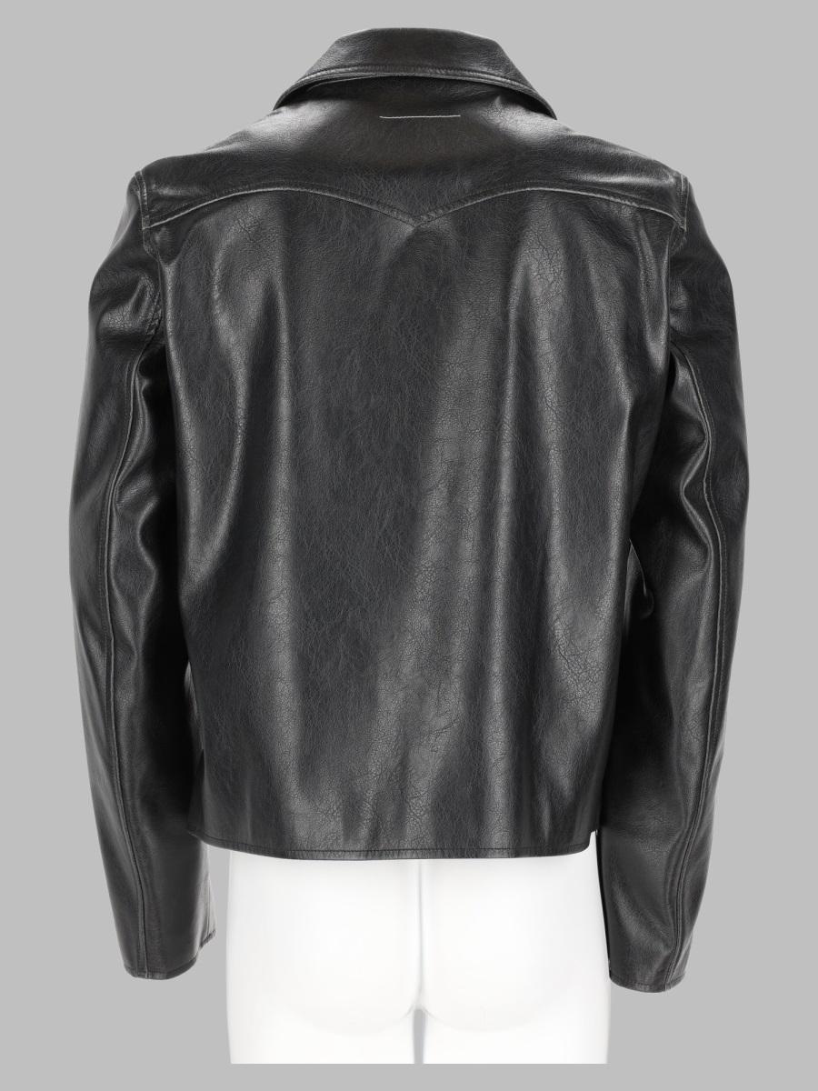 Maison Margiela Black Leather Biker Jacket for Men