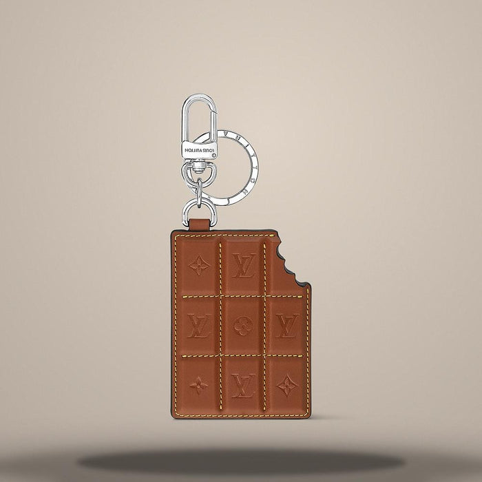 Louis Vuitton LV Chocolate Bar Figurine Key Holder Bag Charm Brown