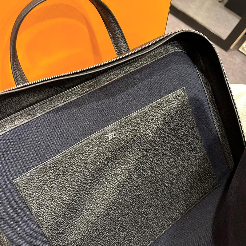 HERMES Victoria Light Brief Case 35 Black Tote Bag Unisex