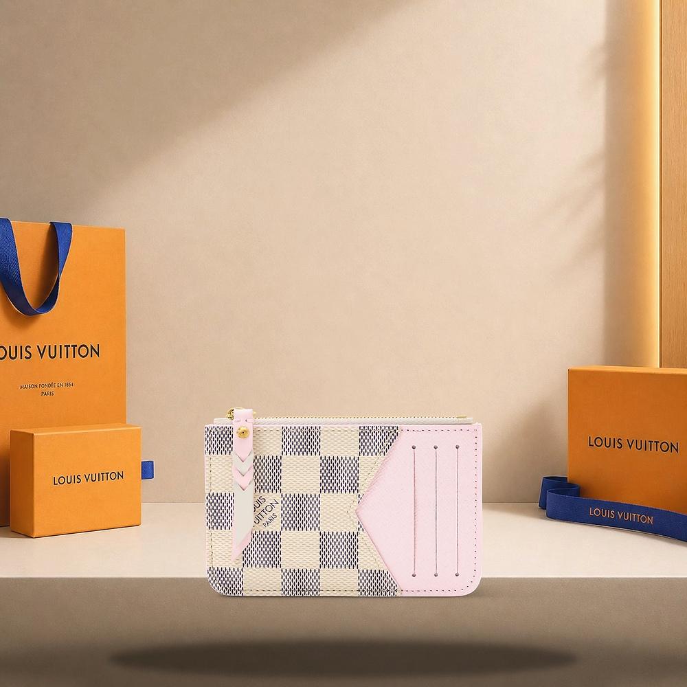 Louis Vuitton Damier Azur Light Blue Cream Romy Card Holder