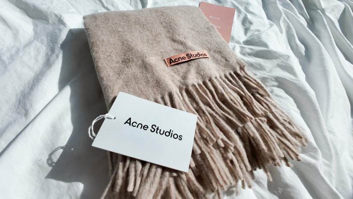 Acne Studios Wool Fringe Scarf Grey Oatmeal Melange Scarf