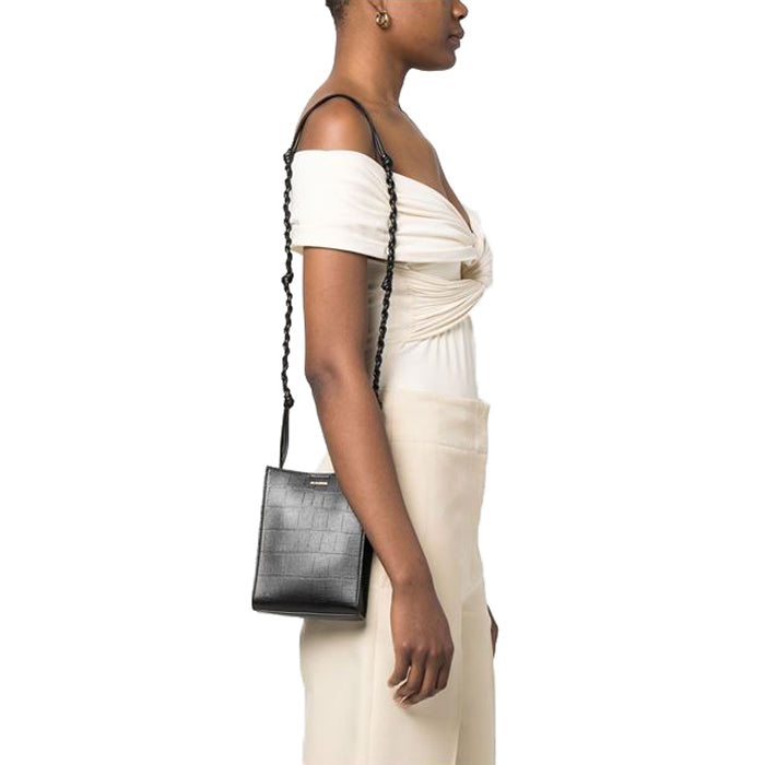 JIL SANDER Croc-Embossed Leather Tangle Small Crossbody Bag J07WG0001 P5359