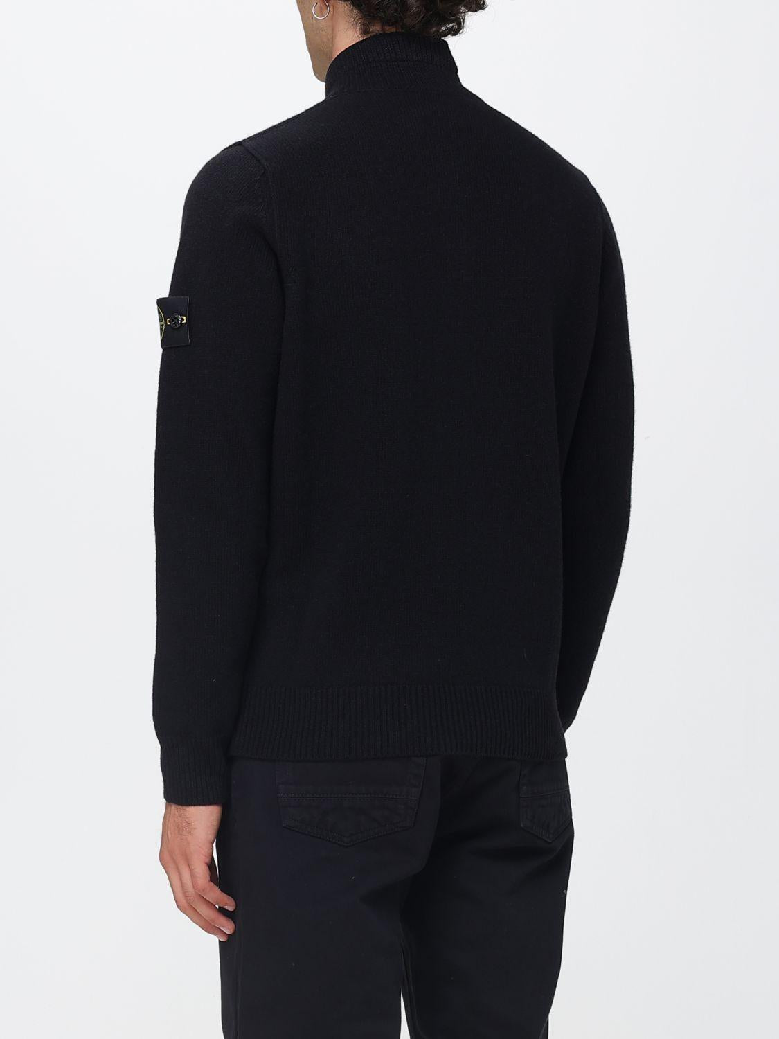 STONE ISLAND Black Wool Turtleneck Knit Sweater