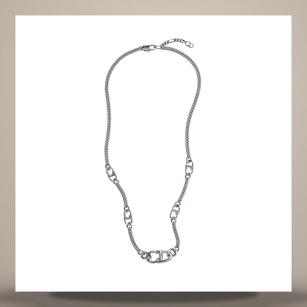 DIOR CD Icon Slim Chain Link Necklace Silver-Tone Brass N3793HOMMT D000
