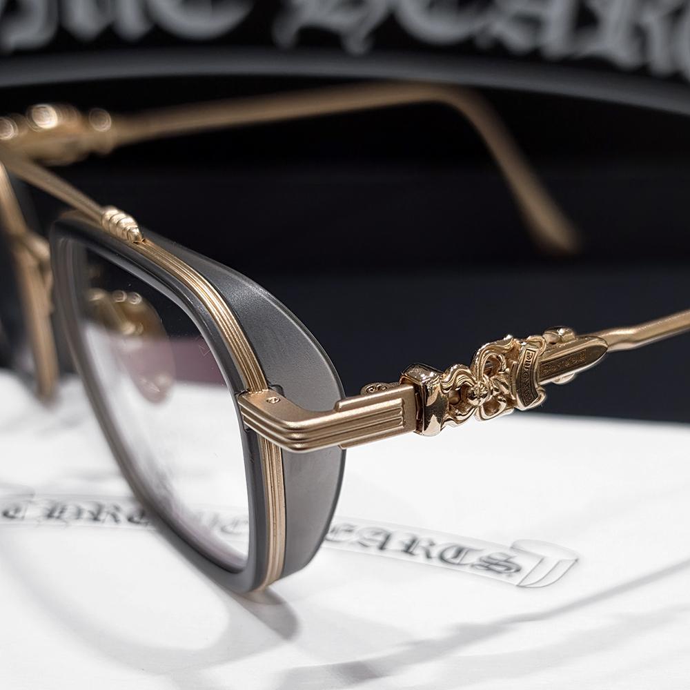 Chrome Hearts Gray Matte Gold Accents Unisex Eyeglasses