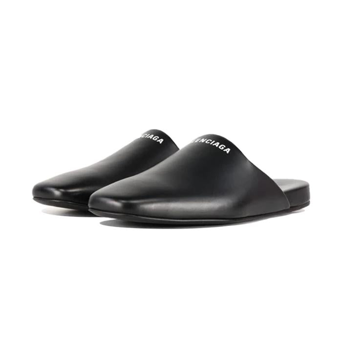BALENCIAGA Women’s Logo Mule Loafer Slides Black
