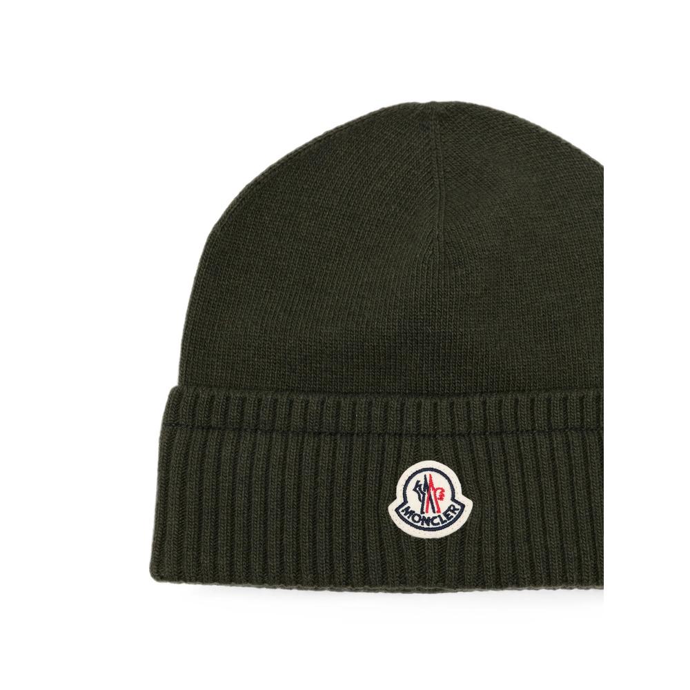 Moncler Rib Knit Wool Beanie Hat Black Men’s