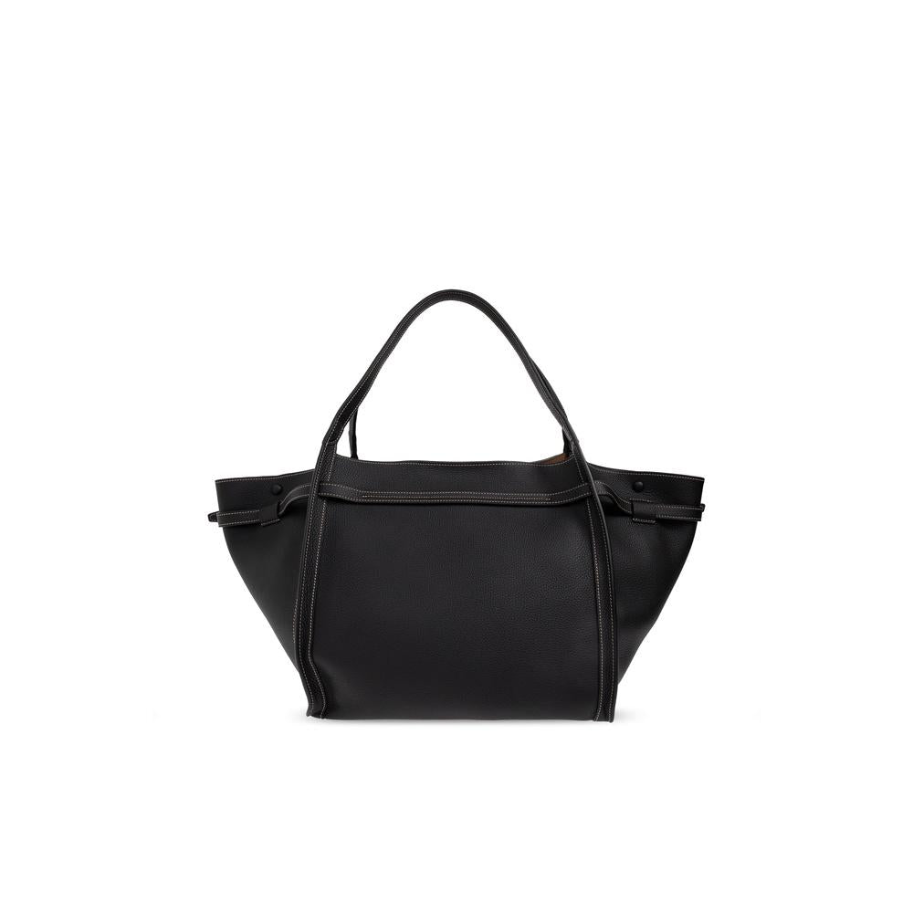 Tods T Timeless Medium Shopper Bag Black Leather Tote