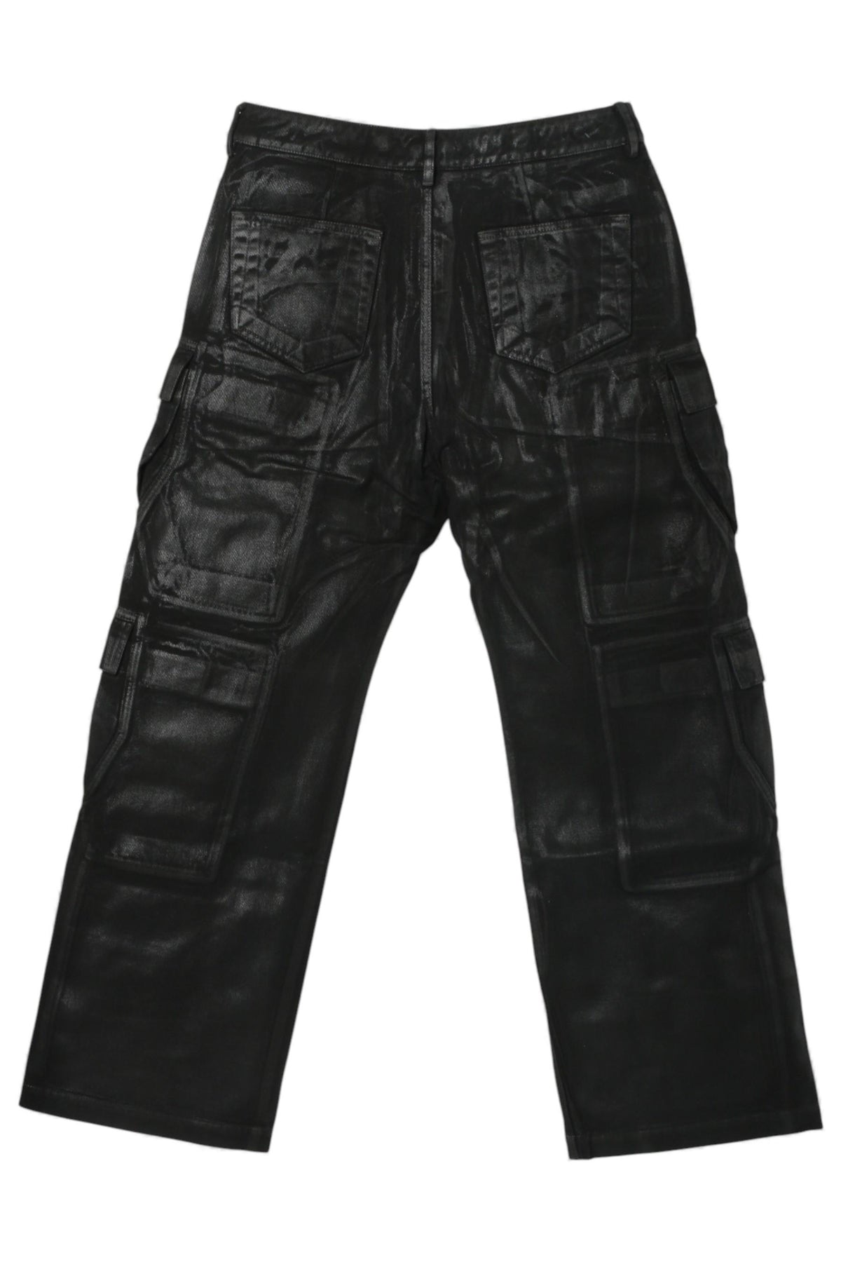 Rick Owens DRKSHDW Black Foil Denim Double Cargo Jeans DU01E3361 DCF 09