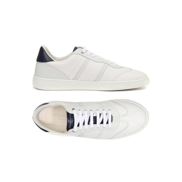 Ferragamo Achille Logo Sneakers White Navy Low-Top 0763468