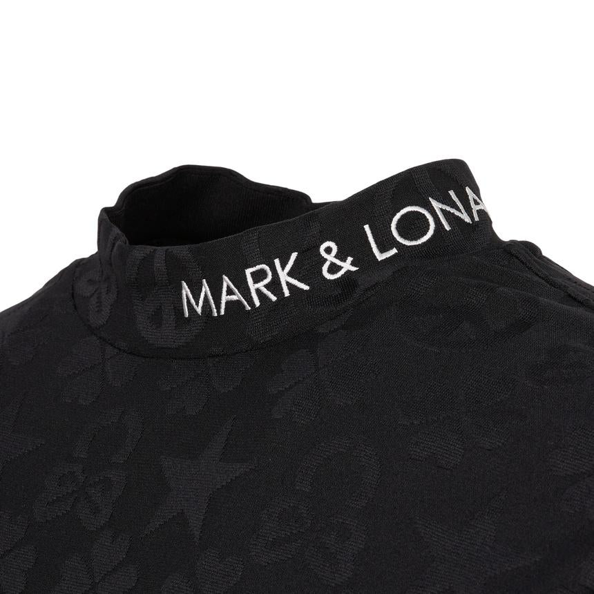 MARK&LONA Black Men's Mock Neck Short Sleeve Golf T-Shirt