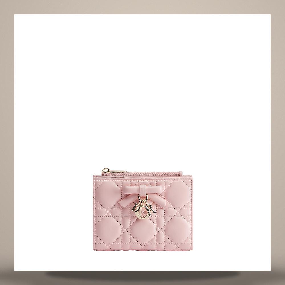 DIOR Lady Dior Cannage Dahlia Pink Lambskin Card Holder