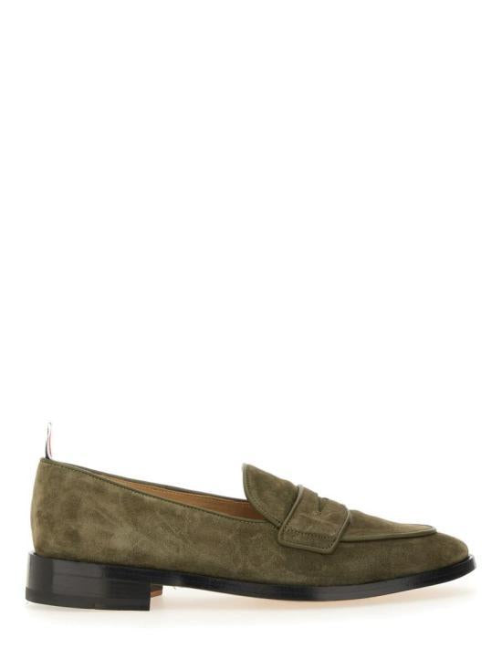 THOM BROWNE Dark Green Leather Loafers