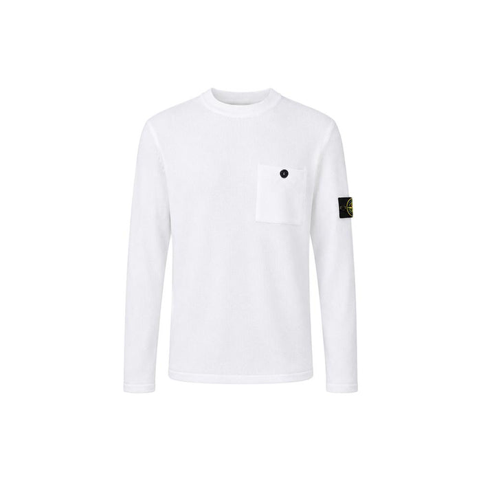 STONE ISLAND Cotton Waffle Knit Crewneck Sweater White