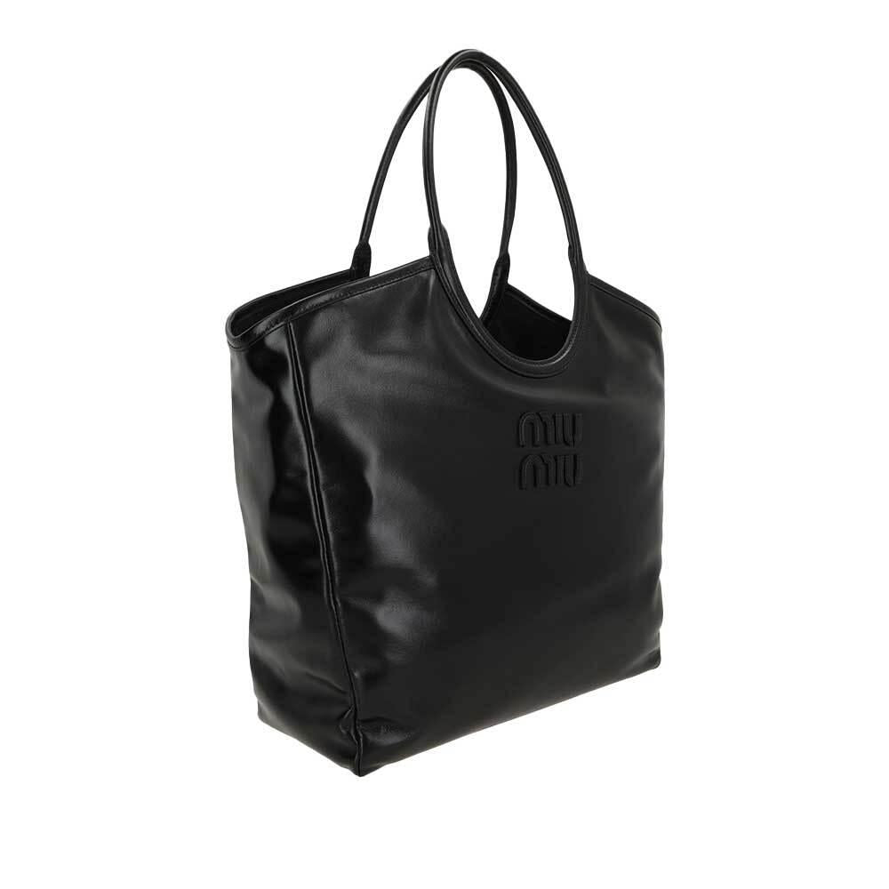 Miu Miu Ivy Leather Tote Bag Black