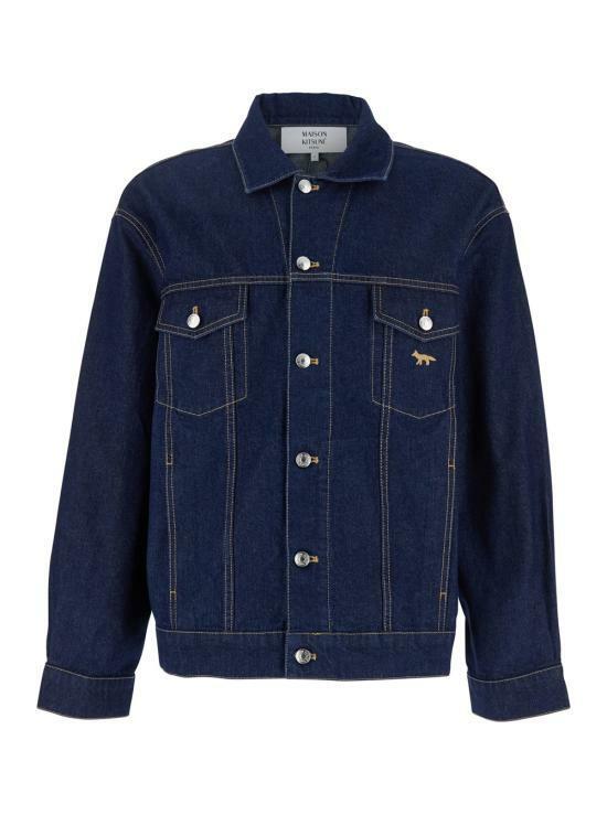 Maison Kitsune Trucker Jacket Men’s Cotton Denim Blue Jacket OM02103 WW0081 P470