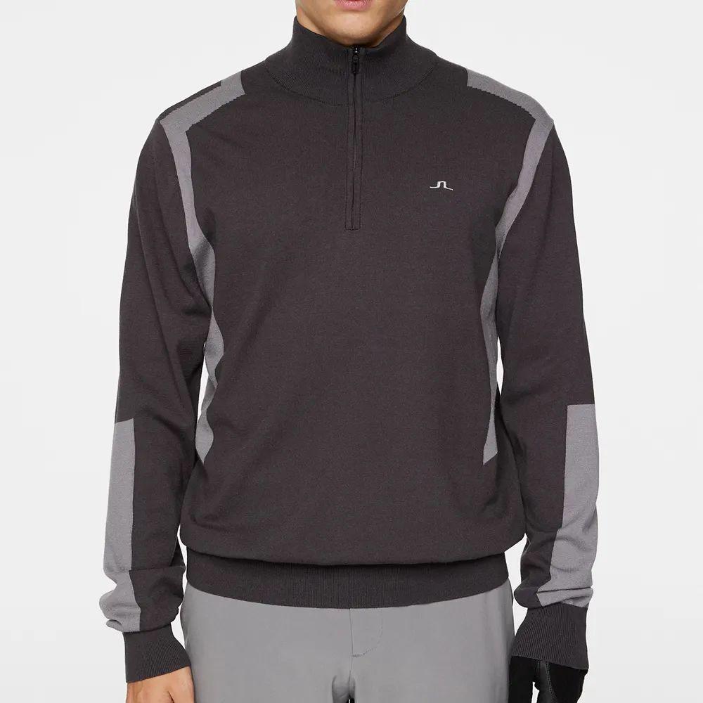 J LINDEBERG Men’s Golf Knit Zip-Up Sweater Gray Mock Neck