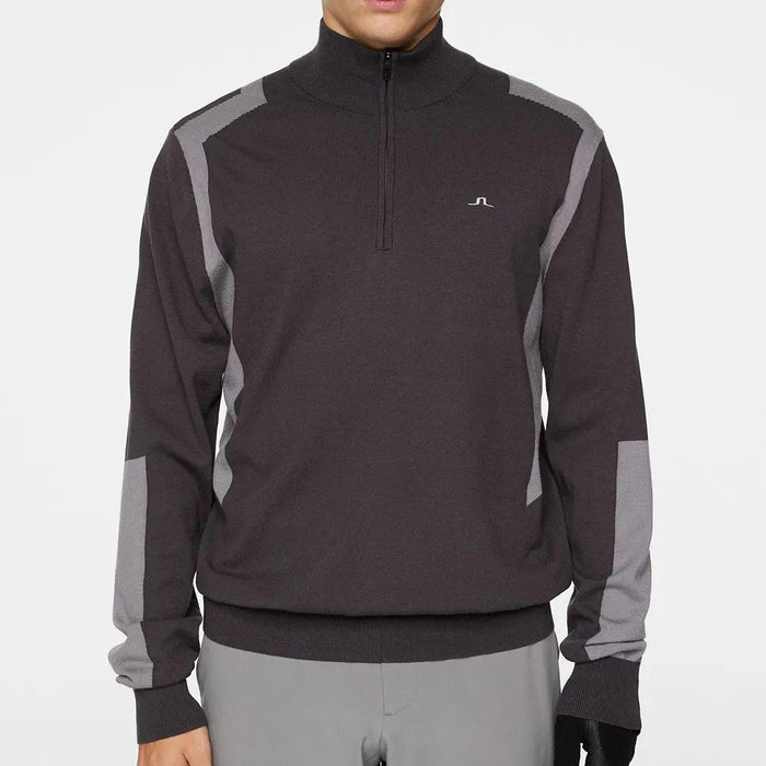 J LINDEBERG Men’s Golf Knit Zip-Up Sweater Gray Mock Neck