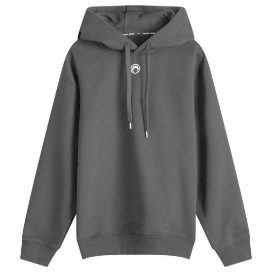 Marine Serre Black Cotton Hooded Sweatshirt